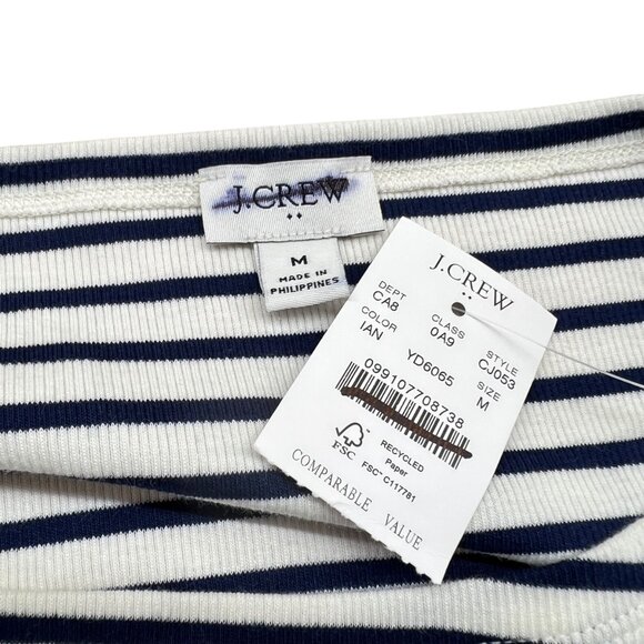 J.Crew Factory Striped Boatneck Fitted T-Shirt Blue White Medium NWT - Picture 8 of 10